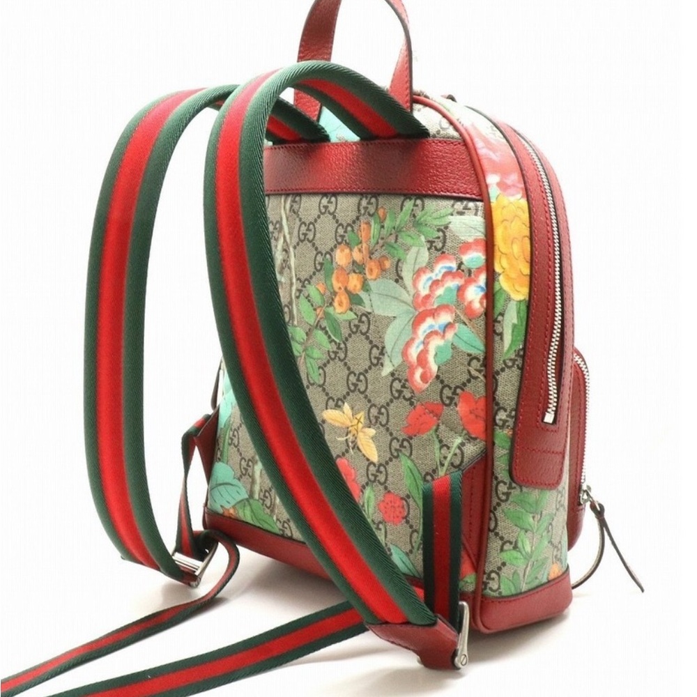 Gucci Tian Leather Red & Tan Supreme GG Small Backpack like new
